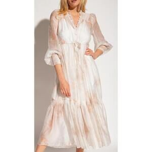 AllSaints Nisha Koura Sheer Floral Dress Cottagecore Romantic Fairycore Size 12